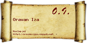 Oravan Iza névjegykártya